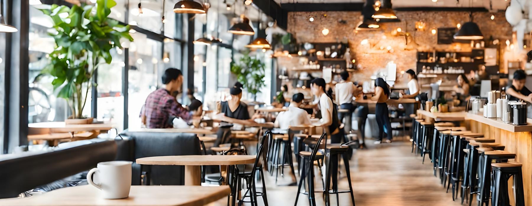 a group of people sitting at tables
